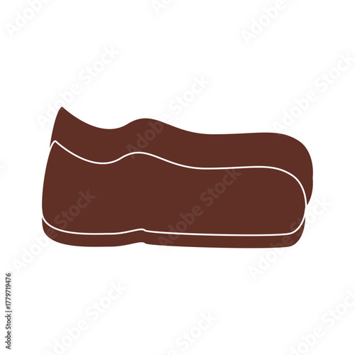 Brown horse saddle for equestrian activities and horse riding in a side profile view