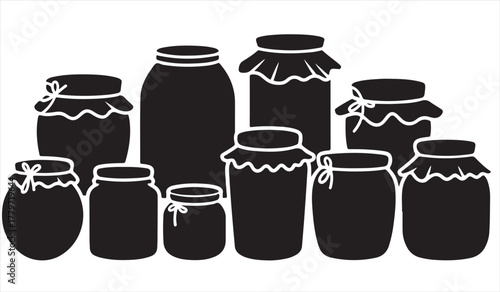 Decorative jars silhouette for cooking and kitchen design themes