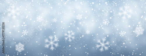 Snowfall On Blue Winter Background With Frosty Cold Effect For Christmas, Holiday, And Seasonal Design. Falling Snow Abstract Texture Vector Illustration