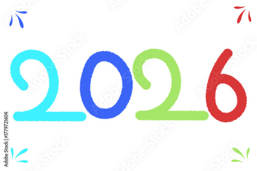 Fuzzy Brushstroke 2026 New Year Design,vector Illustration,