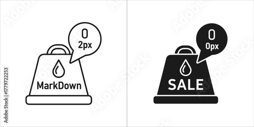 Markdown sale icon, price discount promotion
