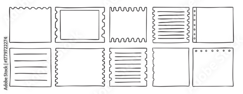 Notepad frame set hand drawn doodle icon set