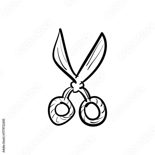 Scissors Icon A Hand-Drawn Black and White Illustration Perfect for Crafting and Cutting Projects
