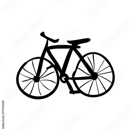 Black and White Bicycle Icon Simple Silhouette of a Classic Cycle for Various Uses
