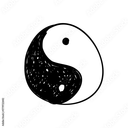 Hand-drawn Yin Yang Symbol A Balanced Representation of Opposing Forces and Harmony