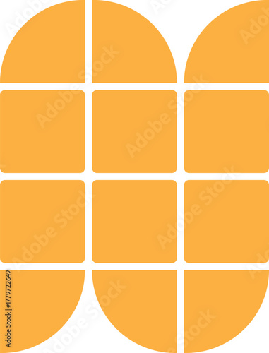 Abstract geometric bento box design with vibrant color accents