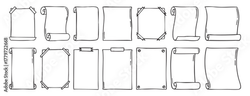 Notepad frame set hand drawn doodle empty collection 