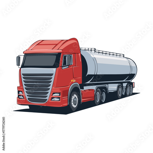 Modern Red Tanker Truck Illustration