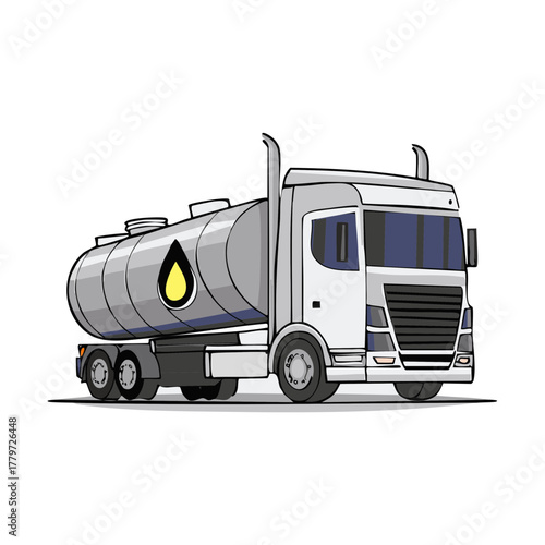Vector illustration of a modern fuel tanker truck for oil and gas transportation