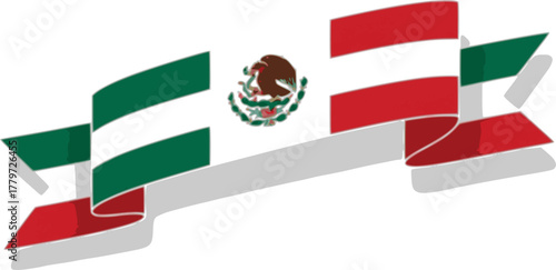New abstract Mexico wavy flag ribbon with shadows. Mexican flag vector illustration isolated on white background
