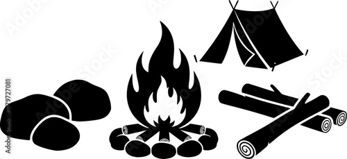 campfire vector at a campsite
