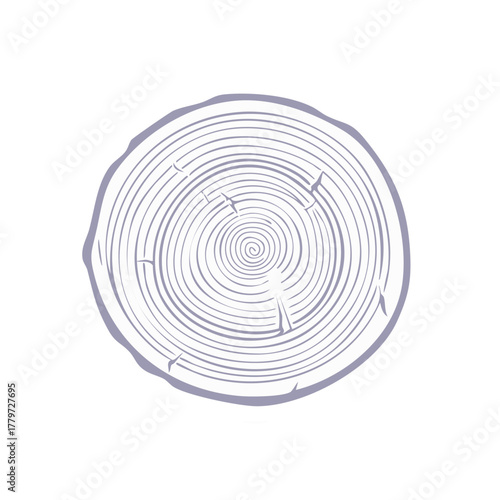 Stylized Illustration of a Tree Ring Cross-Section with Cracked Texture
