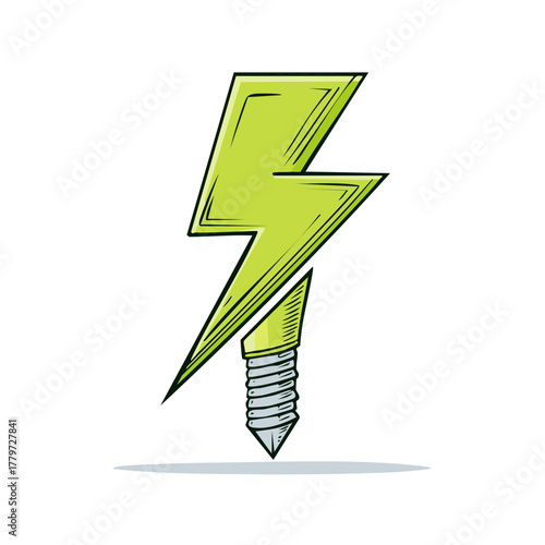 Creative lightning bolt graphic design fused with a screw symbol for energy and fastening solutions