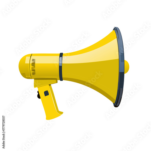 Bright Yellow Megaphone Illustration for Announcements and Promoting Communication, Voice, and Urgent Notifications