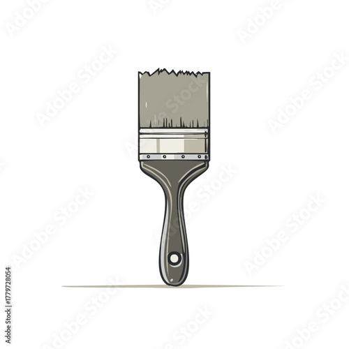 Illustrated paint brush for wall painting or home renovation on plain backdrop