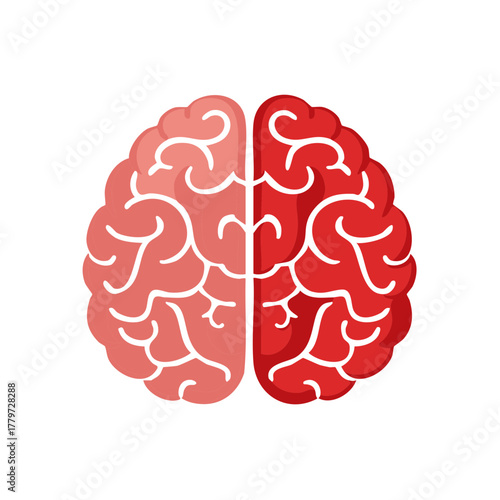 Human Brain Hemisphere Difference Concept Represented with Left and Right Sides in Flat Design