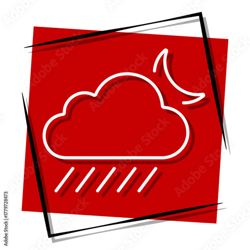 storm, red banner in a frame. Vector illustration on a white background.