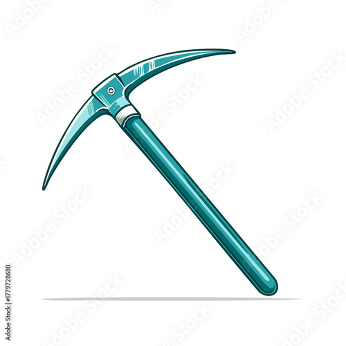 Cartoon illustration of a pickaxe tool, perfect for mining, digging or construction.