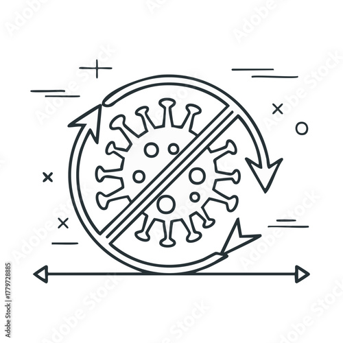 Outline icon for ongoing virus protection and disease spread elimination