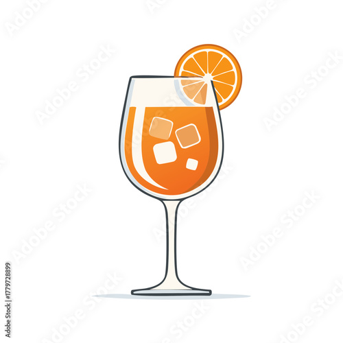 Cool Aperol Spritz Drink With Ice Cubes and Orange Slice Garnish