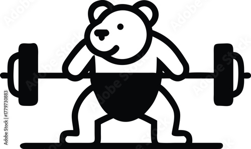 Bear lifting barbell in weightlifting pose animal strength