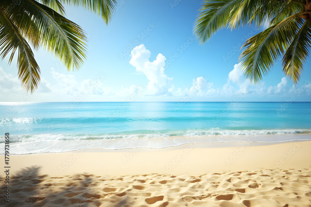 Fototapeta premium tropical beach with palm tree