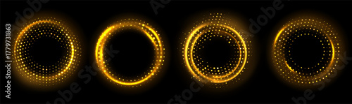 Glowing Golden Light Rings Set
