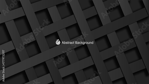 Abstract geometric pattern with intersecting black strips creating a modern seamless design background 