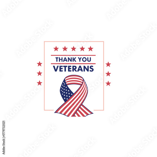 Thank You Veterans Ribbon Loop Vector | Patriotic USA Awareness Symbol Design