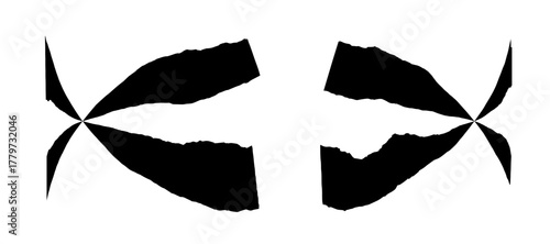  black shapes symmetrically arranged on a white background creating a visually striking pattern.