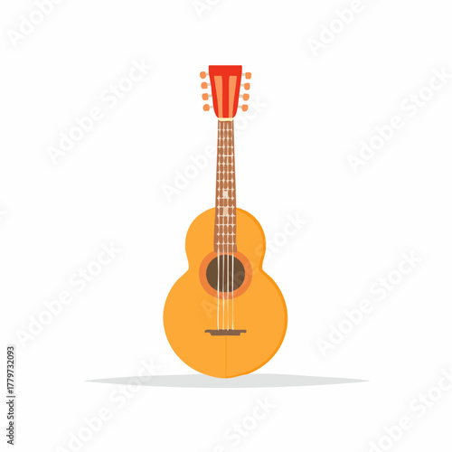 Cartoon guitar illustration classical musical instrument vector design acoustic guitar icon