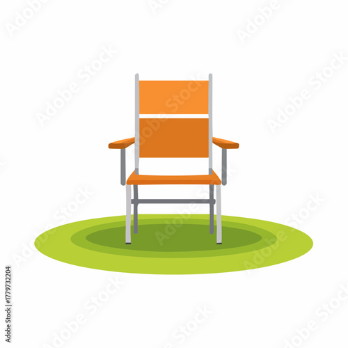 Isolated arm chair on grass in vector illustration for park concept.