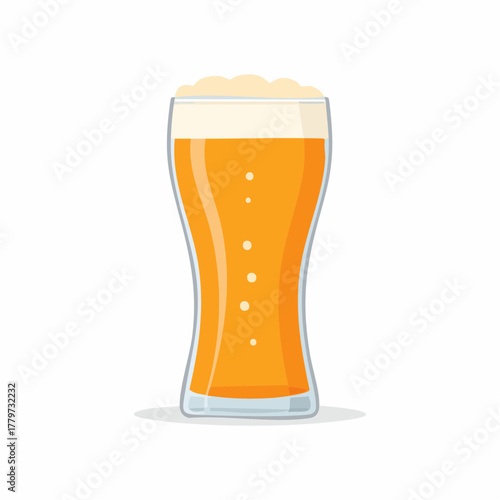 A tall glass of refreshing cold light beer with a foamy head vector illustration