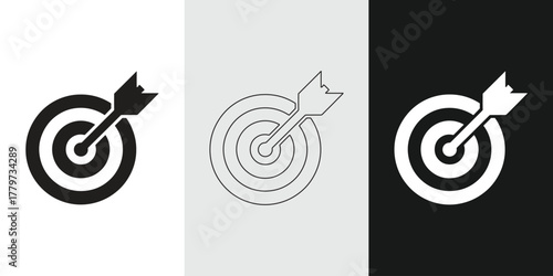 Target icon with arrow vector, Minimal goal symbol for success and precision design
