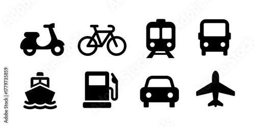 transport icon. mode of transport icons