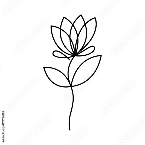 Flower icon. Black continuous outline. Editable strokes. Simple flat vector graphic illustration. Isolated object on a white background.