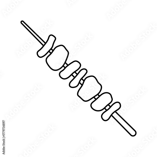 Shashlik icon. Black outline linear silhouette. Editable strokes. Side view. Vector simple flat graphic illustration. Isolated object on a white background.