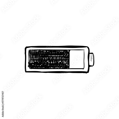 Low battery icon with crosshatch shading indicating low power, representing exhaustion or depletion