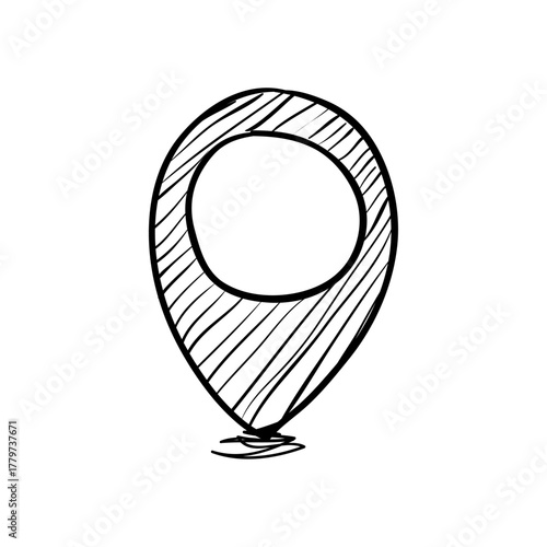 Hand-Drawn Location Pin Icon - Simple Sketch of a Map Marker for Navigation and Geo-Tagging Applications