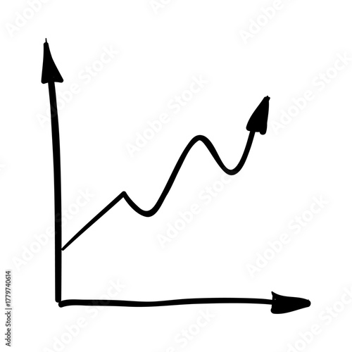 Financial Growth Chart Illustration Showing Upward Trend on White Background