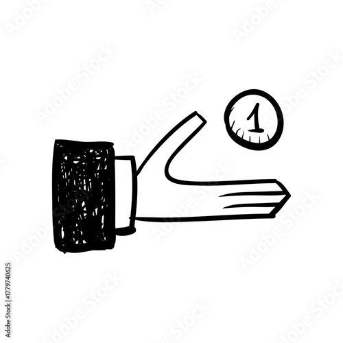 Conceptual hand illustration showing a single unit, representing a fundamental idea, first step, or unique opportunity