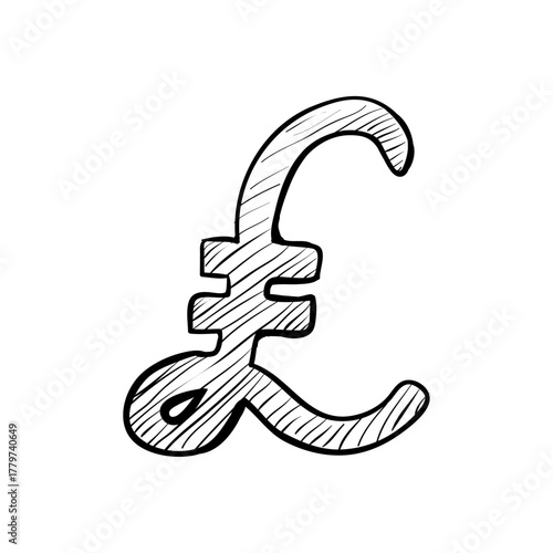 Sketch of the Pound Sterling Symbol A Simple, Hand-Drawn Black and White Representation