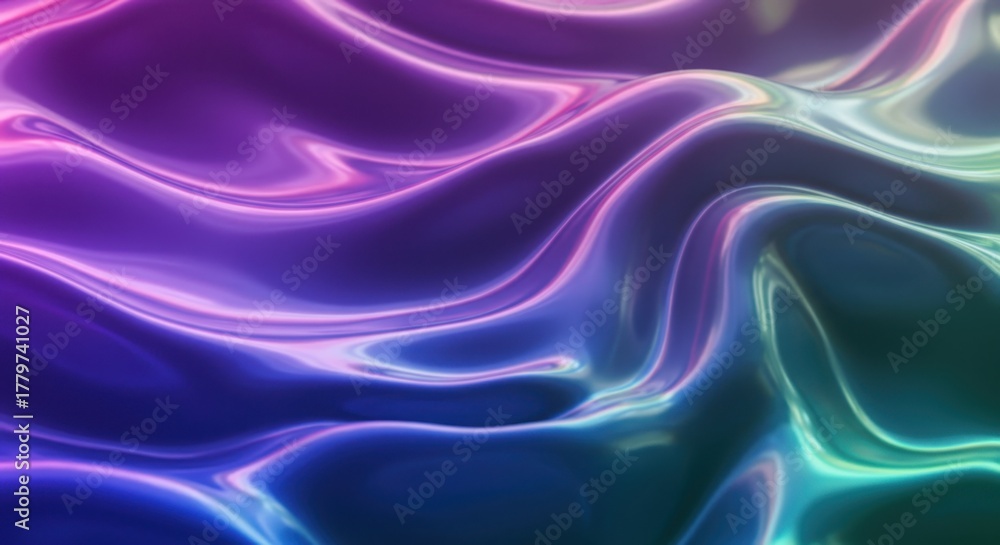 Obraz premium Fluid abstract surface undulates with vibrant neon light reflections