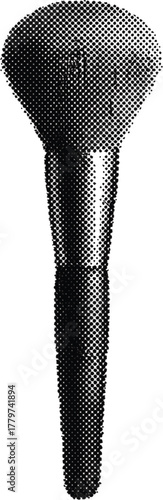 Realistic Halftone Makeup Brush Illustration – Black Dotted Beauty Tool Icon