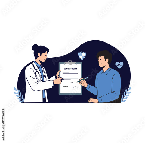 Doctor and Patient Signing Medical Consent Form