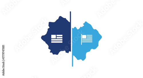 A symbolic representation of the united states with blue and white segments