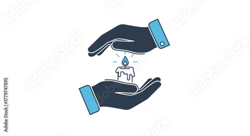 Protecting the flame hands carefully cradling a lit candle icon