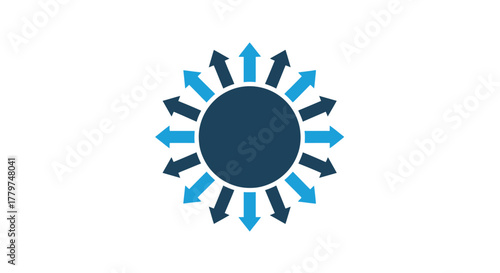 Blue arrows pointing towards a dark central oval shape illustration