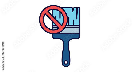 No painting allowed a paintbrush with a prohibition symbol overlay