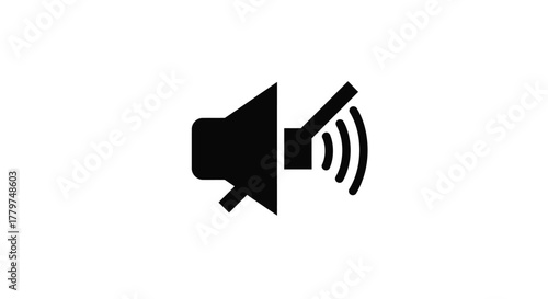 Simple black speaker icon displaying sound waves on a white background